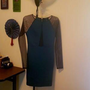 Green mesh sleeve dress